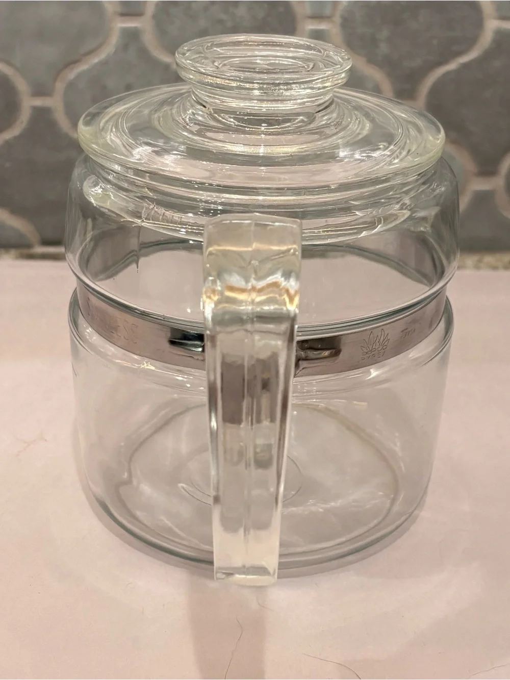 Vintage Pyrex 4-Cup Glass Coffee Carafe Replacement Stainless Band 7754